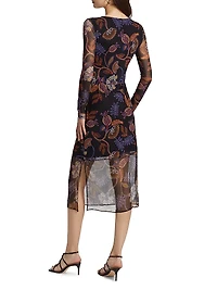 Tulus Floral Mesh Midi-Dress