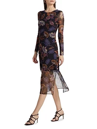 Tulus Floral Mesh Midi-Dress