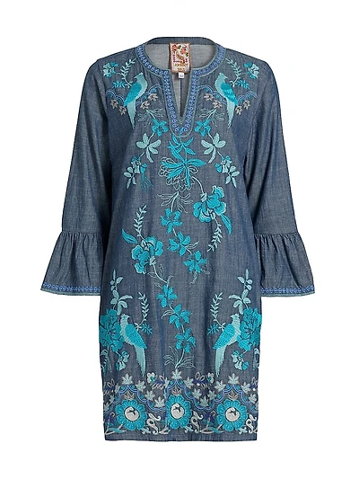 Kikio Embroidered Cotton Shift Dress