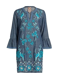 Kikio Embroidered Cotton Shift Dress