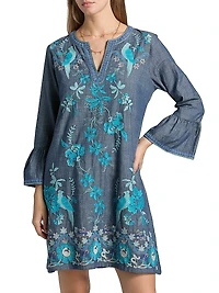 Kikio Embroidered Cotton Shift Dress
