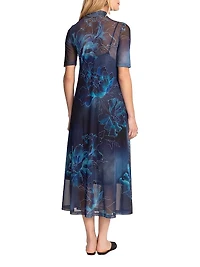 Athena Floral Mesh Midi-Dress