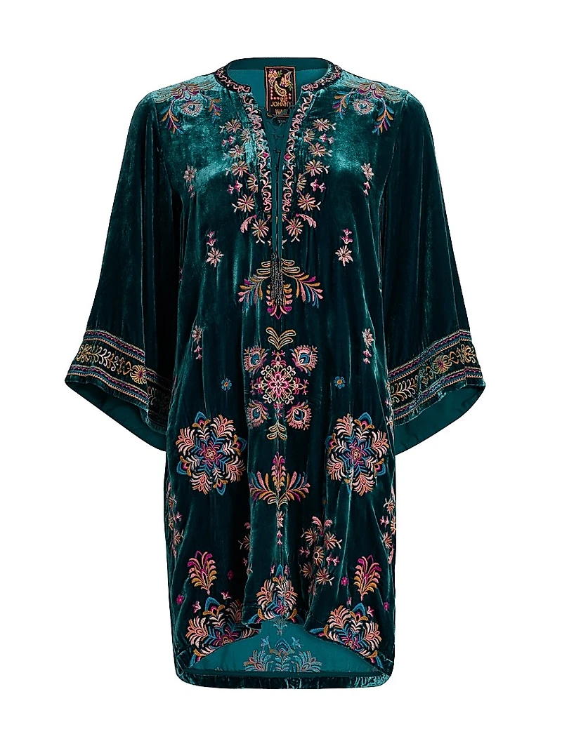 Brandi Embroidered Velvet Dress
