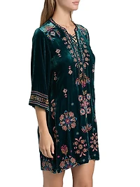 Brandi Embroidered Velvet Dress