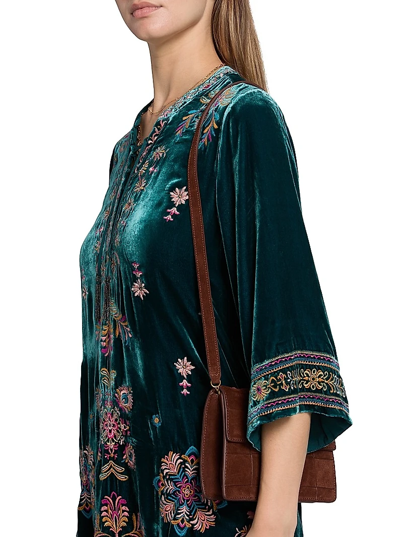 Brandi Embroidered Velvet Dress