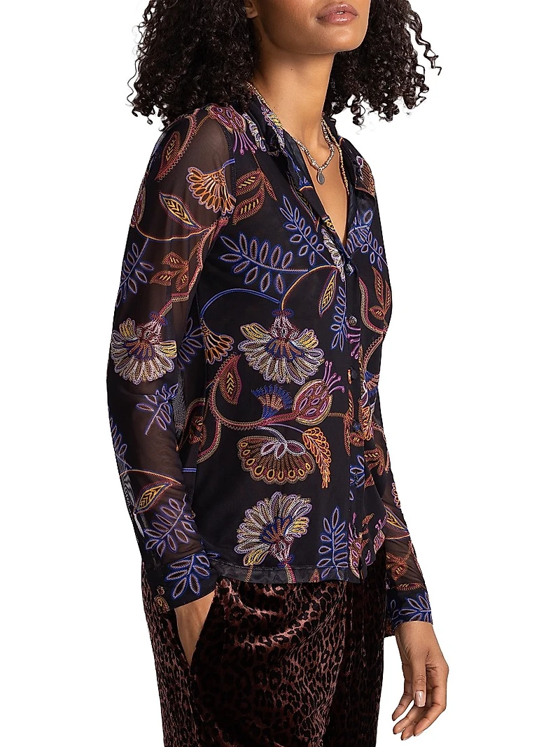 Devin Floral Stretch Button-Front Shirt