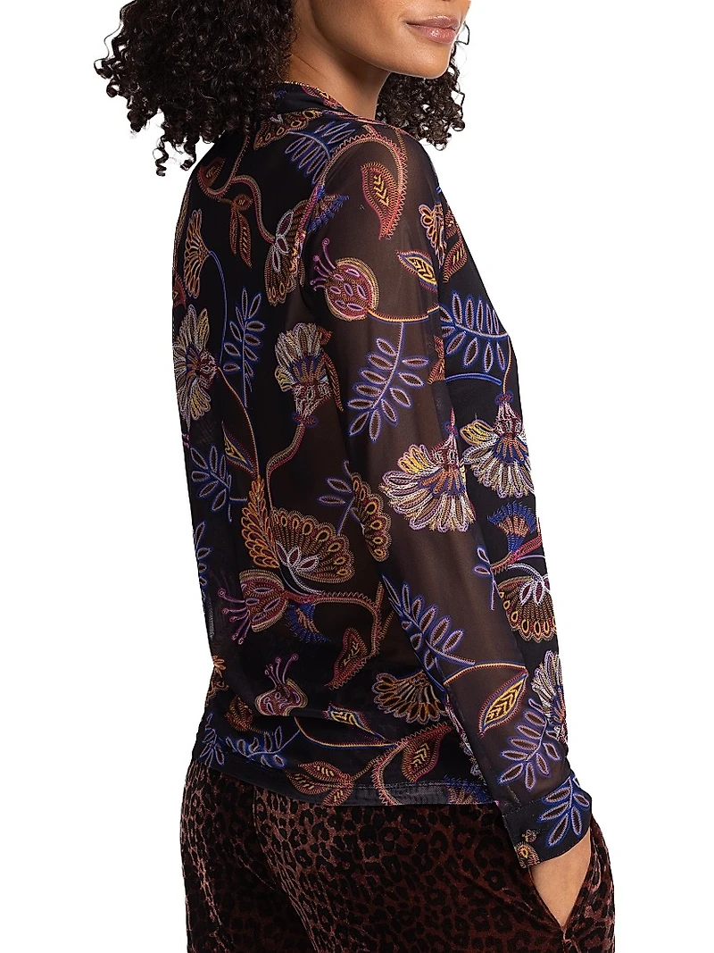 Devin Floral Stretch Button-Front Shirt