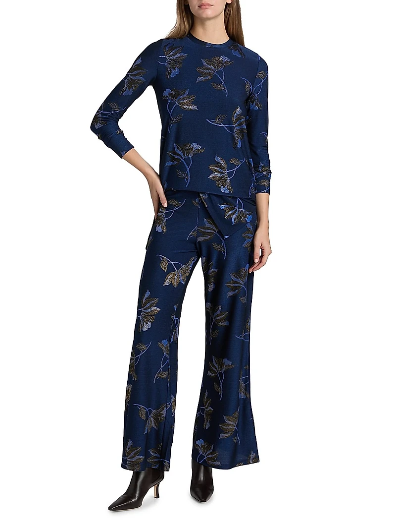 Jenna Metallic Floral Easy Pants