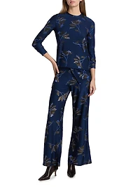 Jenna Metallic Floral Easy Pants