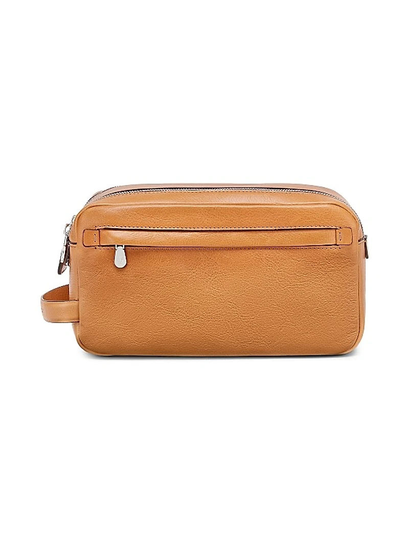 Cowhide Beauty Case with Double Zipper