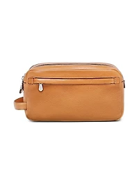 Cowhide Beauty Case with Double Zipper