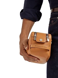 Cowhide Beauty Case with Double Zipper