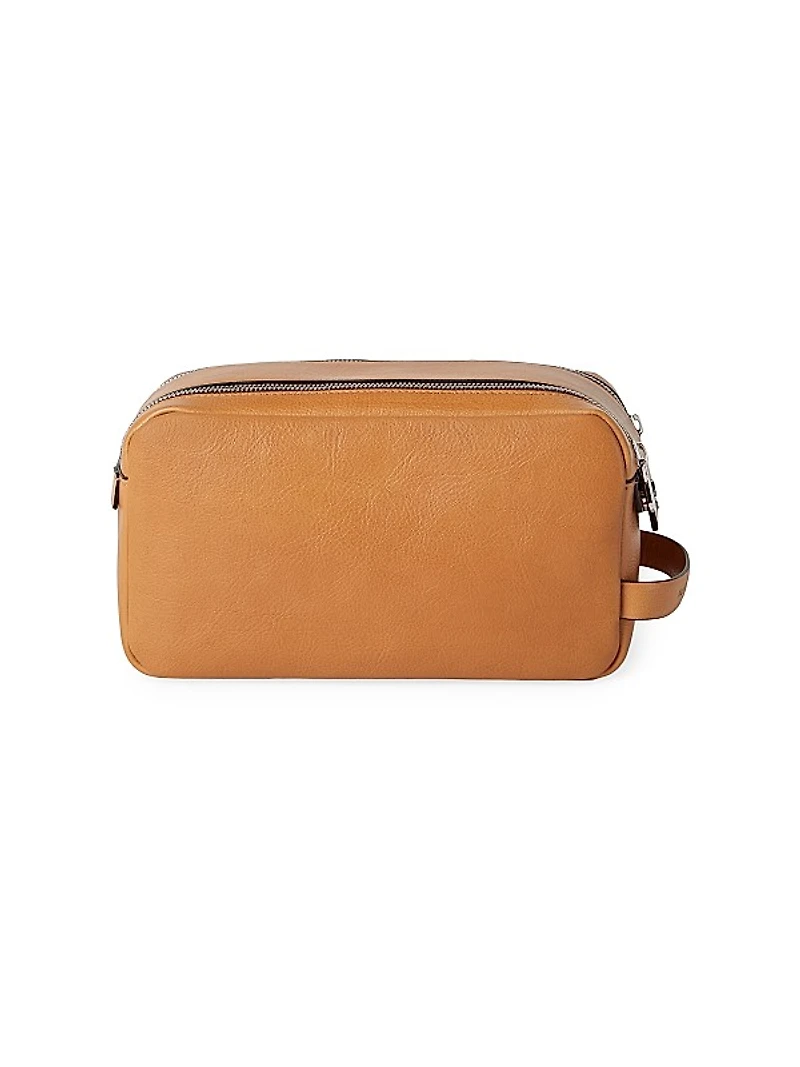 Cowhide Beauty Case with Double Zipper