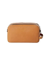 Cowhide Beauty Case with Double Zipper