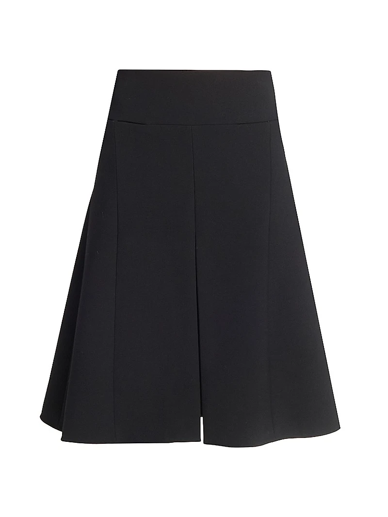 Wool-Blend Slit Midi-Skirt