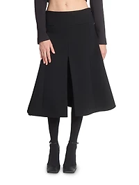 Wool-Blend Slit Midi-Skirt