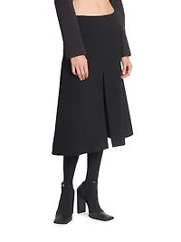 Wool-Blend Slit Midi-Skirt