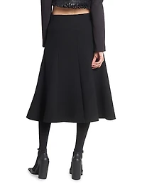 Wool-Blend Slit Midi-Skirt
