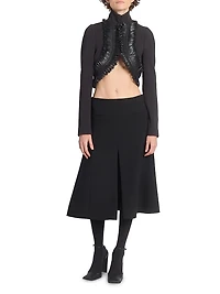 Wool-Blend Slit Midi-Skirt