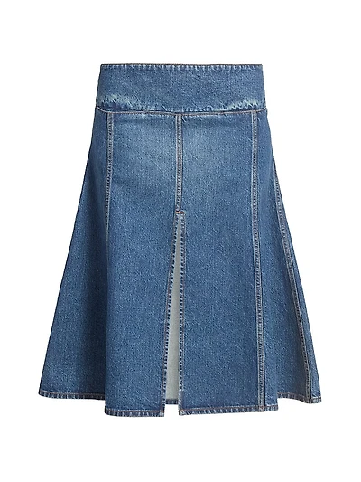 Slit Denim Midi-Skirt