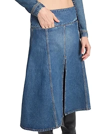 Slit Denim Midi-Skirt