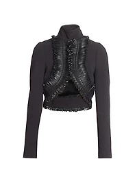 Faux Leather-Trimmed Crop Jacket