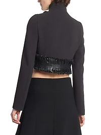 Faux Leather-Trimmed Crop Jacket