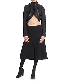 Faux Leather-Trimmed Crop Jacket