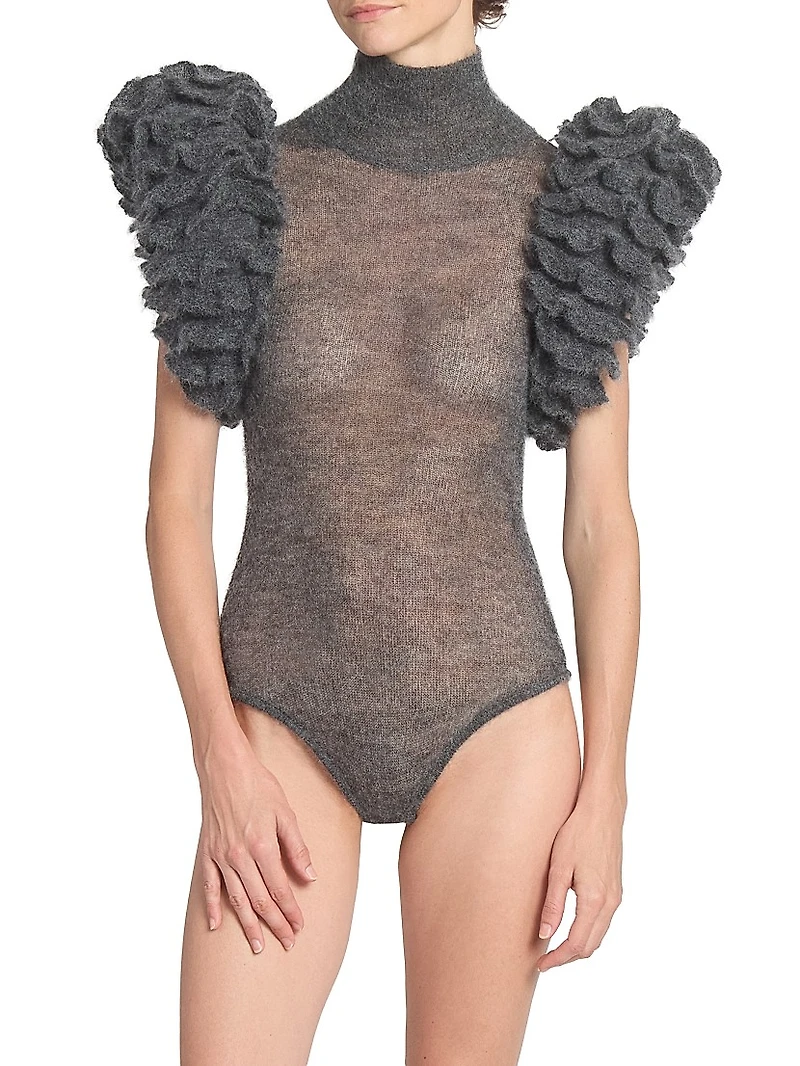 Mohair-Blend Padded Bodysuit