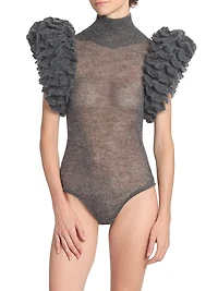 Mohair-Blend Padded Bodysuit