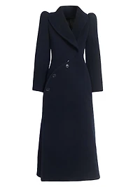 Curved-Button Wool Coat