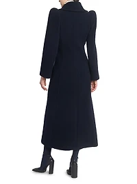 Curved-Button Wool Coat