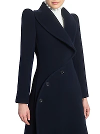 Curved-Button Wool Coat
