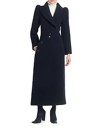 Curved-Button Wool Coat