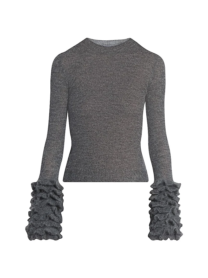 Mohair-Blend Ruffled Cuff Sweater