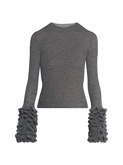 Mohair-Blend Ruffled Cuff Sweater