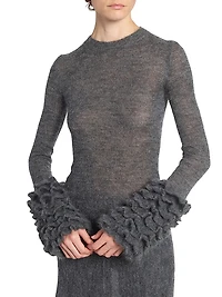 Mohair-Blend Ruffled Cuff Sweater