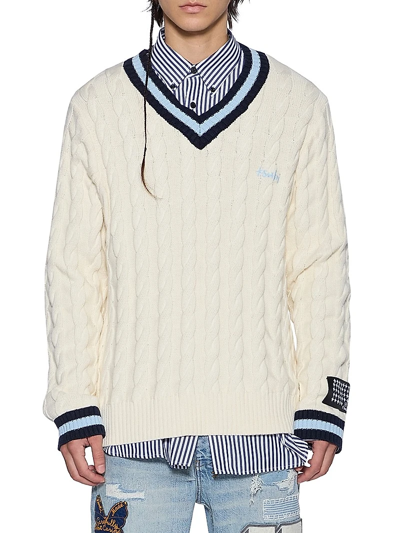 Neo Nostalgia Princeton Logo Cable-Knit Sweater
