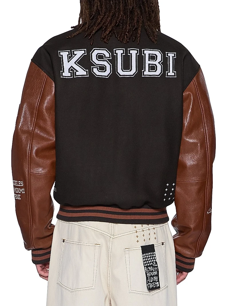 Neo Nostalgia Patched Wool-Blend Varsity Jacket