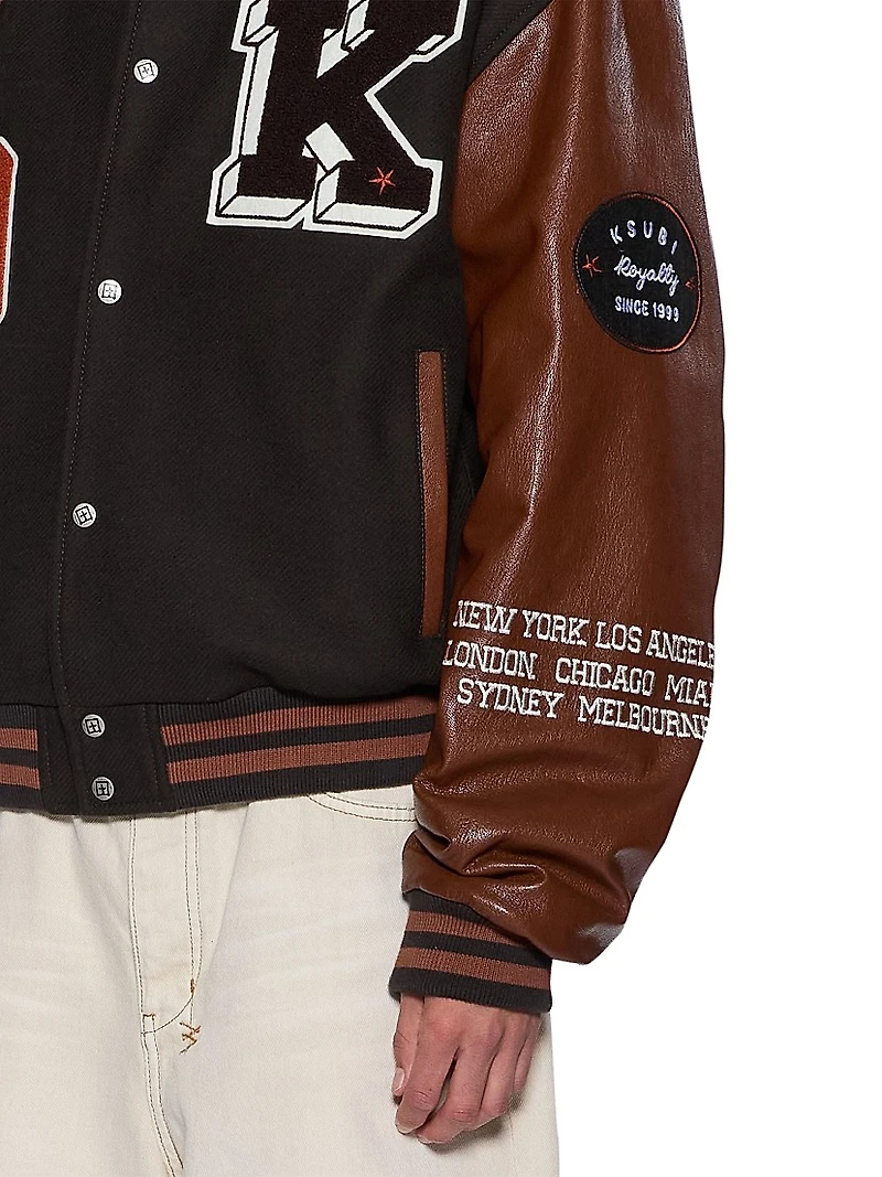 Neo Nostalgia Patched Wool-Blend Varsity Jacket