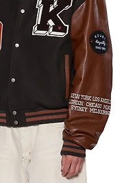 Neo Nostalgia Patched Wool-Blend Varsity Jacket