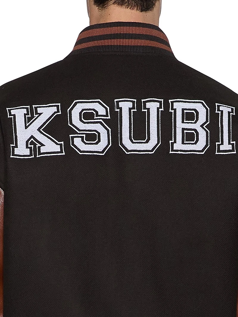 Neo Nostalgia Patched Wool-Blend Varsity Jacket