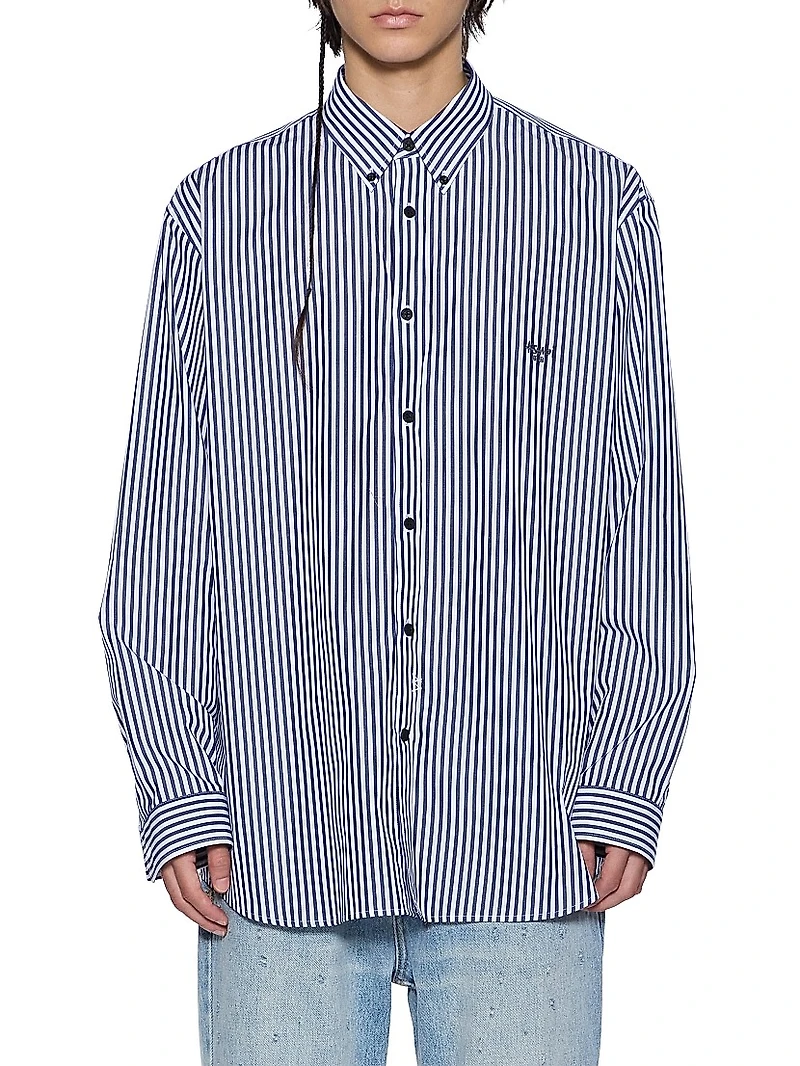 Neo Nostalgia Striped Logo Cotton Shirt