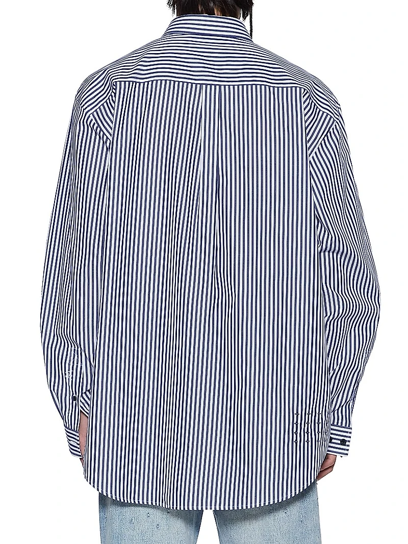 Neo Nostalgia Striped Logo Cotton Shirt