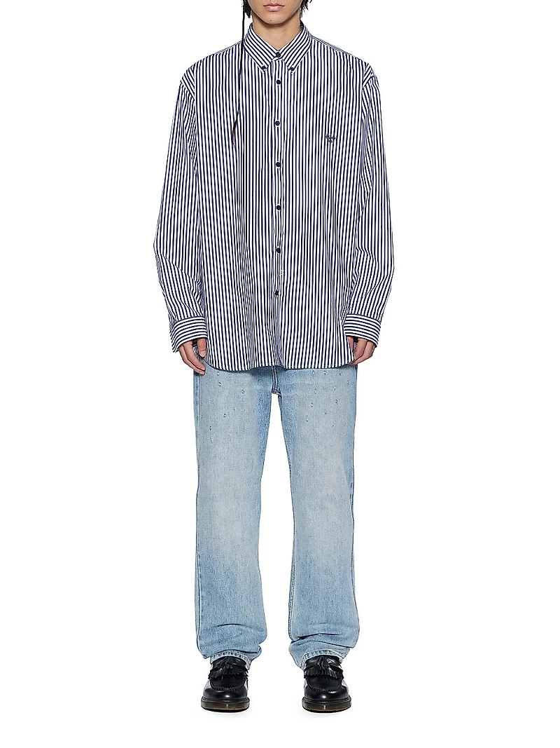 Neo Nostalgia Striped Logo Cotton Shirt