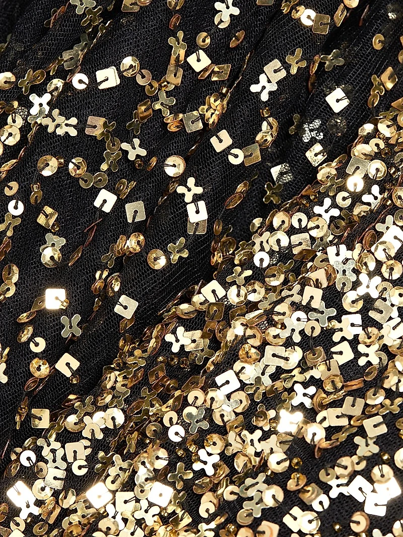 Ina Sequin-Embroidered Long-Sleeve Gown