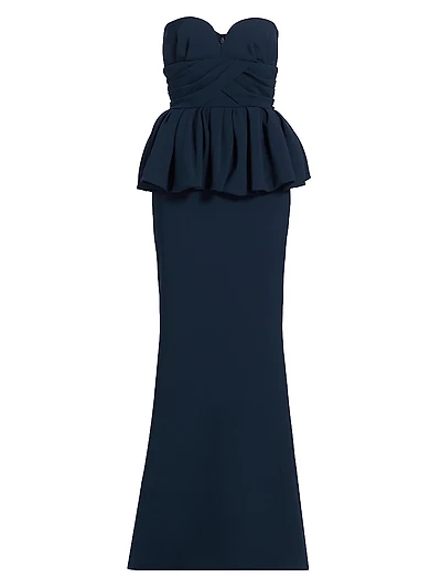 Luna Strapless Peplum Gown