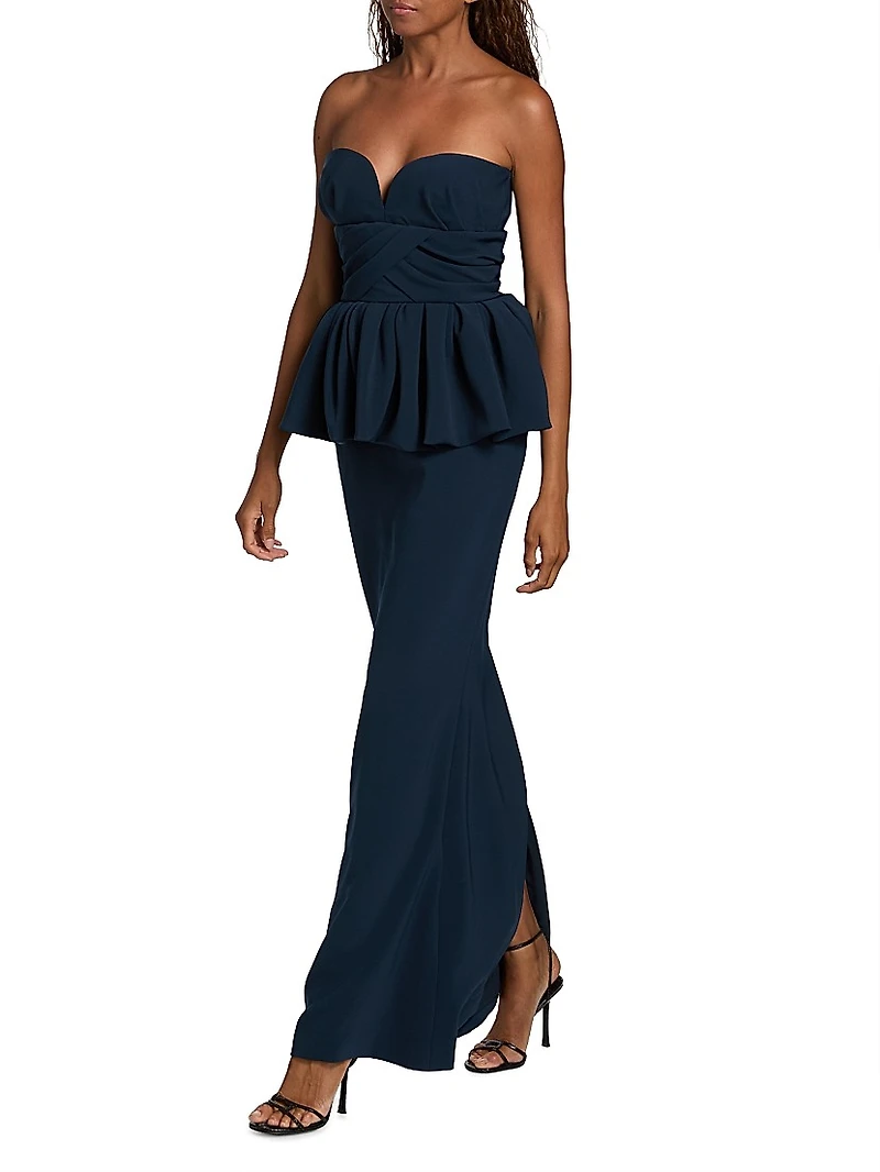 Luna Strapless Peplum Gown
