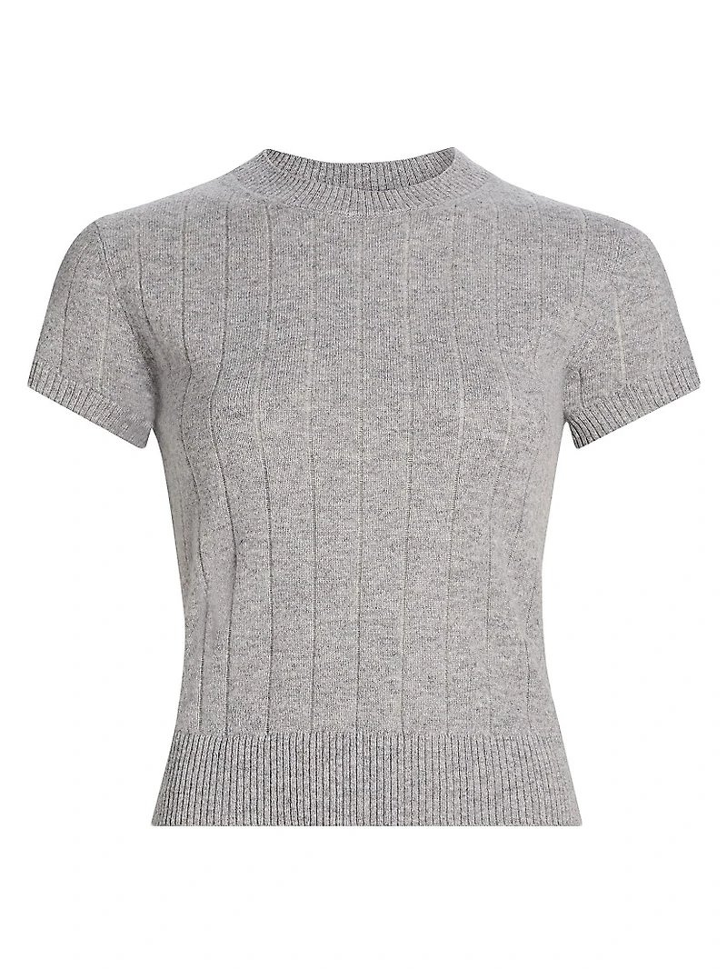 Darcy Rib-Knit Cashmere-Wool T-Shirt