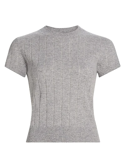 Darcy Rib-Knit Cashmere-Wool T-Shirt